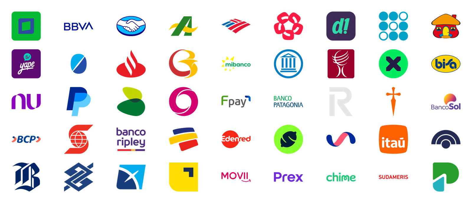 Logos de bancos y billeteras